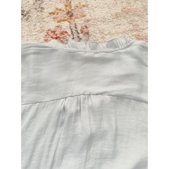 Women's Lauren Conrad light blue Ruffled Button-Up Long Sleeve Blouse Size small - Picture 10 of 15